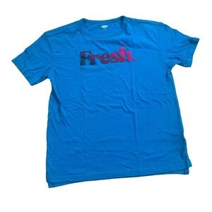 Old Navy | Turquoise Blue Tee Large (10-12) “Fresh” Boys T-Shirt Blue Hot Pink